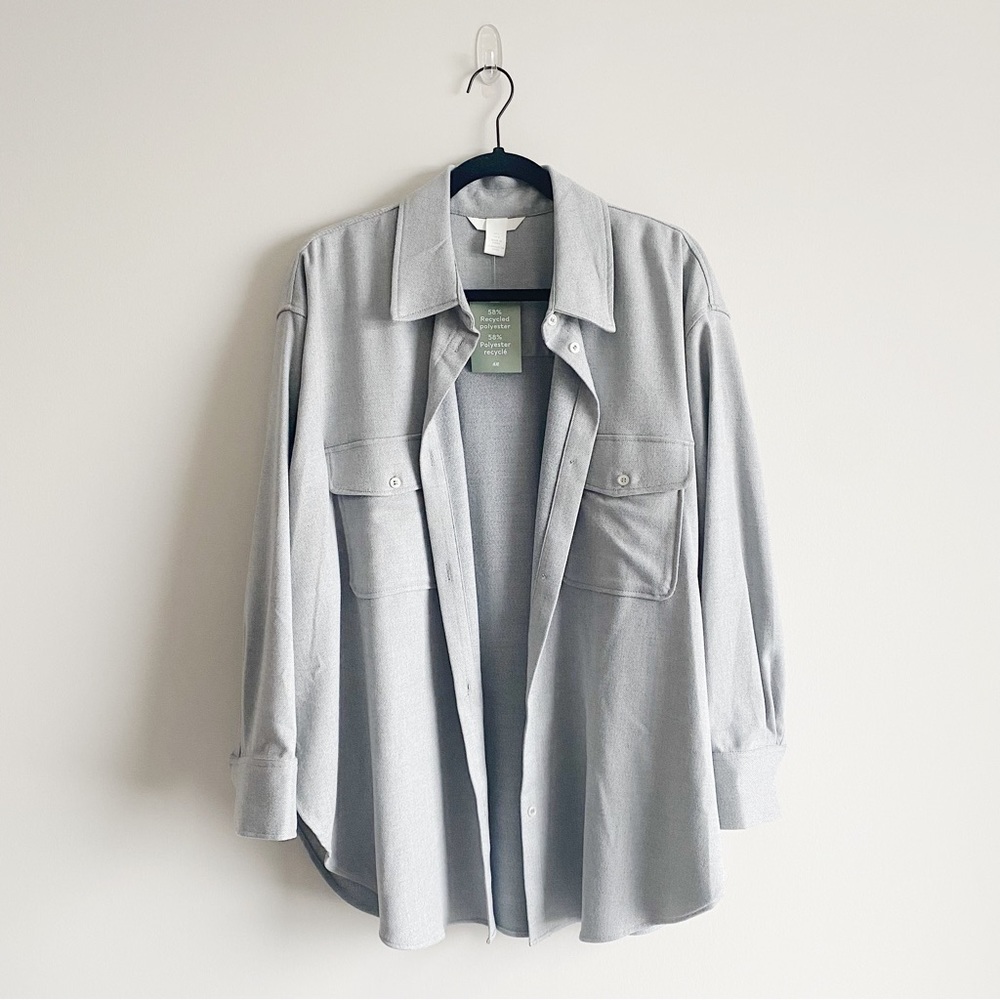 NWT H&M Long Flannel Shirt in Grey